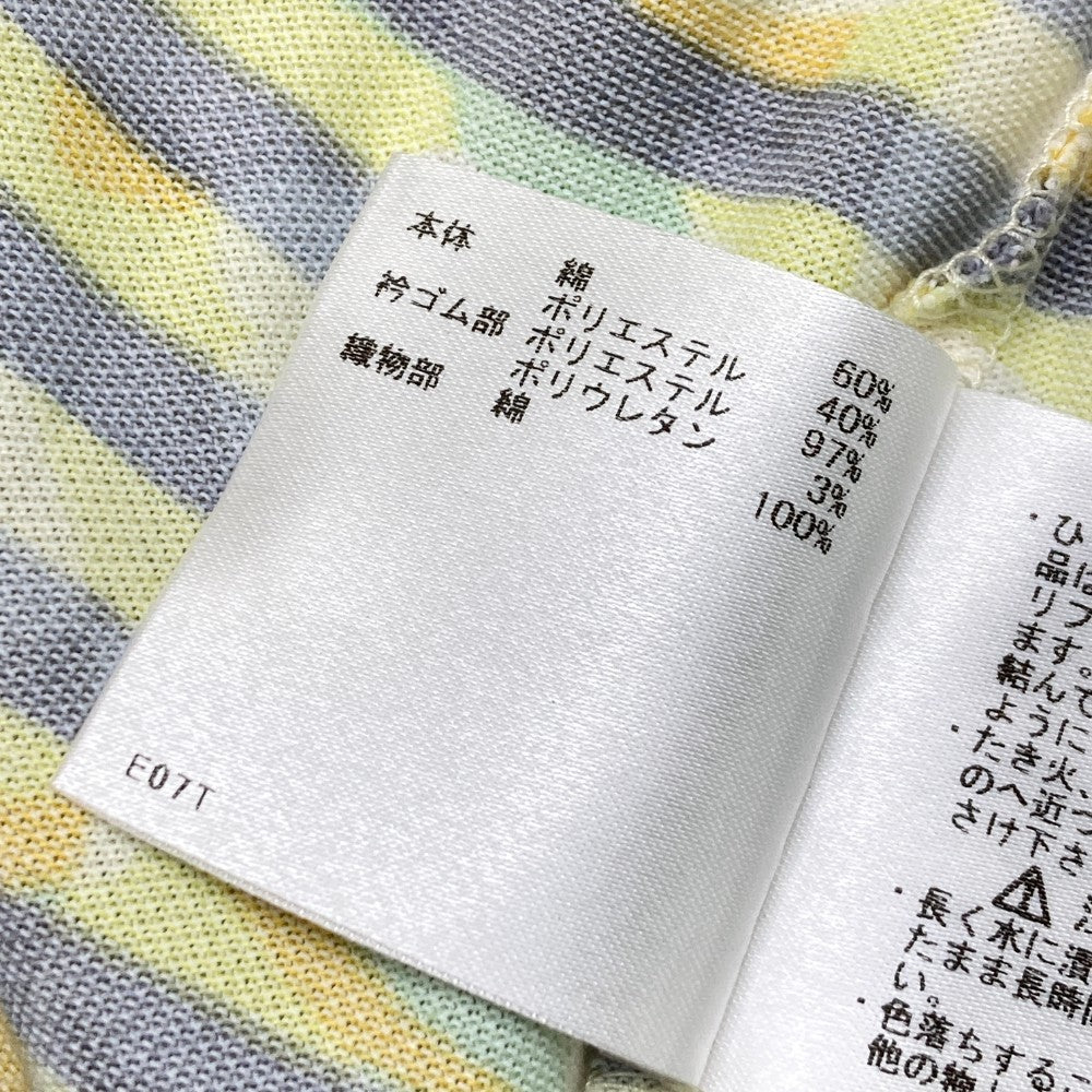 MUNSING WEAR マンシングウェア 半袖ポロシャツ フロント花刺繍 ボーダー柄 イエロー系 M