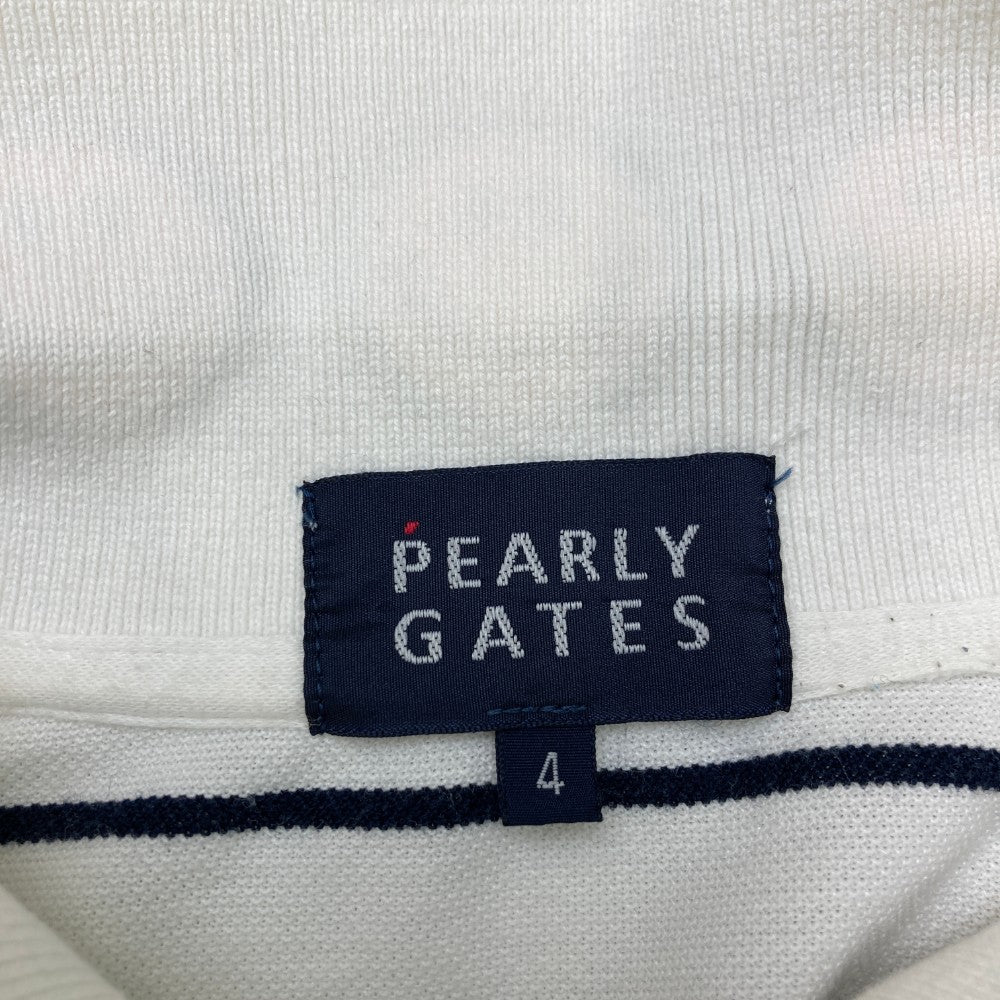 PEARLY GATES パーリーゲイツ 半袖ポロシャツ ワッペン ボーダー柄 ホワイト系 4