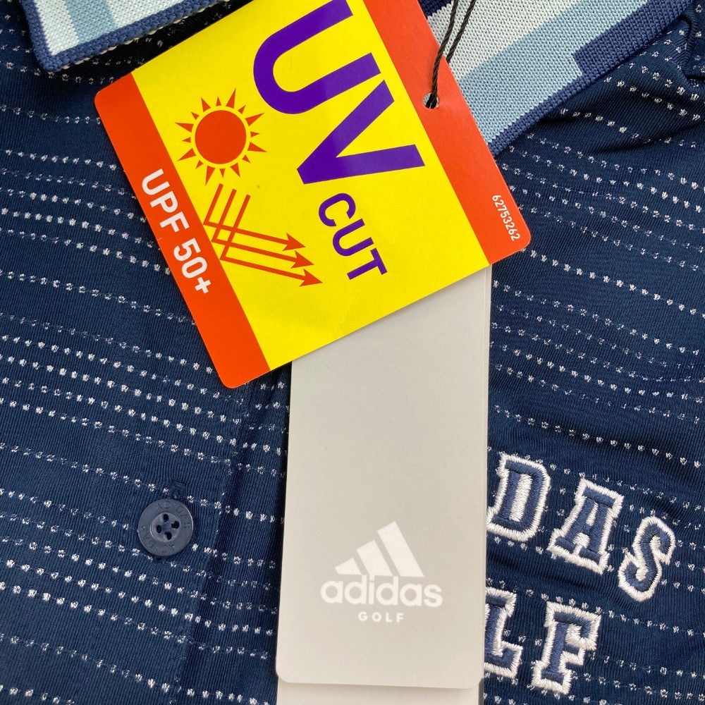 ADIDAS GOLF アディダスゴルフ adicross 半袖ポロシャツ ボーダー柄 ネイビー系 S
