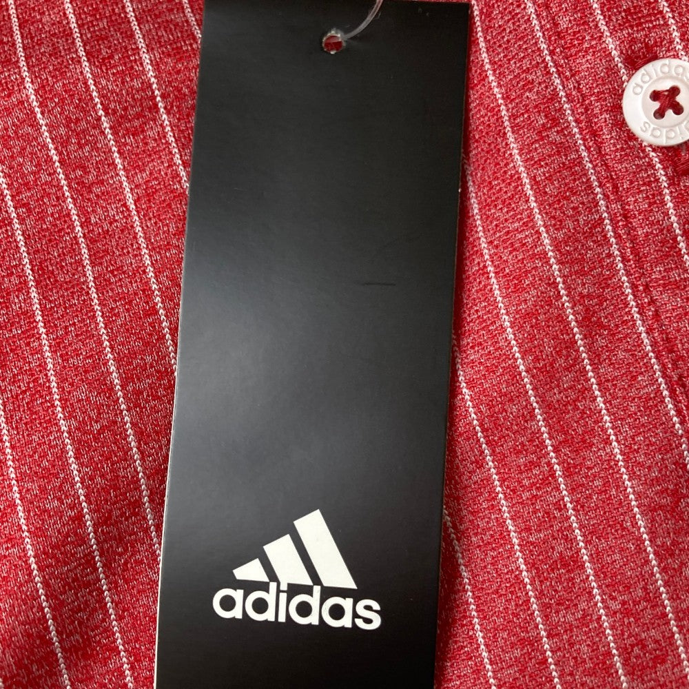 ADIDAS GOLF アディダスゴルフ N68209 長袖ポロシャツ ストライプ柄 レッド系 S