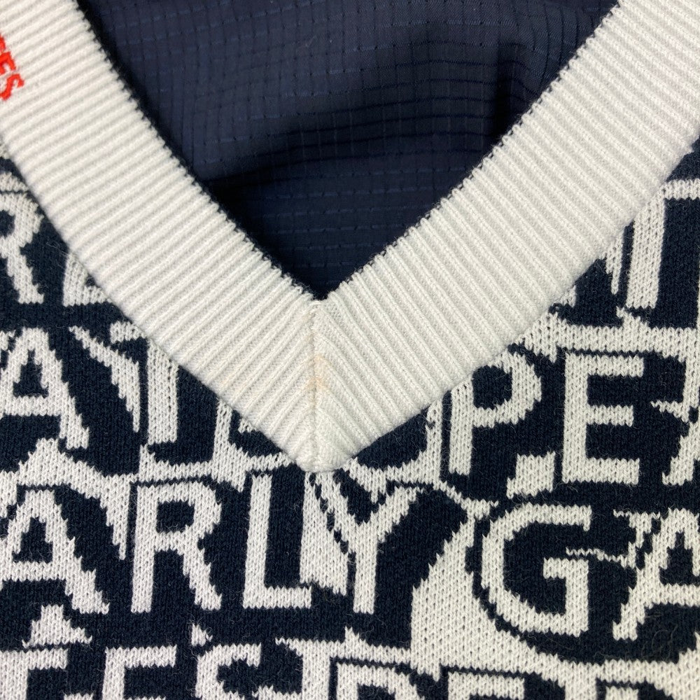 PEARLY GATES パーリーゲイツ 2022年モデル リバーシブル ナイロン切替 ニットベスト ロゴ 総柄 ホワイト系 0
