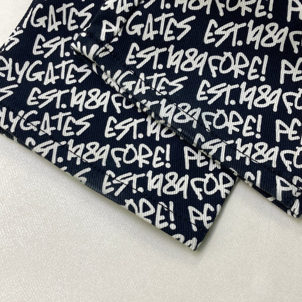 PEARLY GATES パーリーゲイツ コットン混 ストレッチパンツ ロゴ 総柄 ネイビー系 0