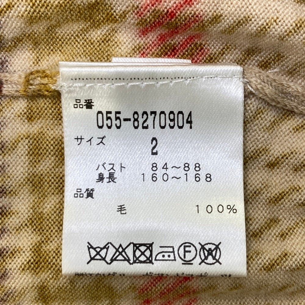 PEARLY GATES パーリーゲイツ 長袖ニットセーター チェック柄 ベージュ系 2