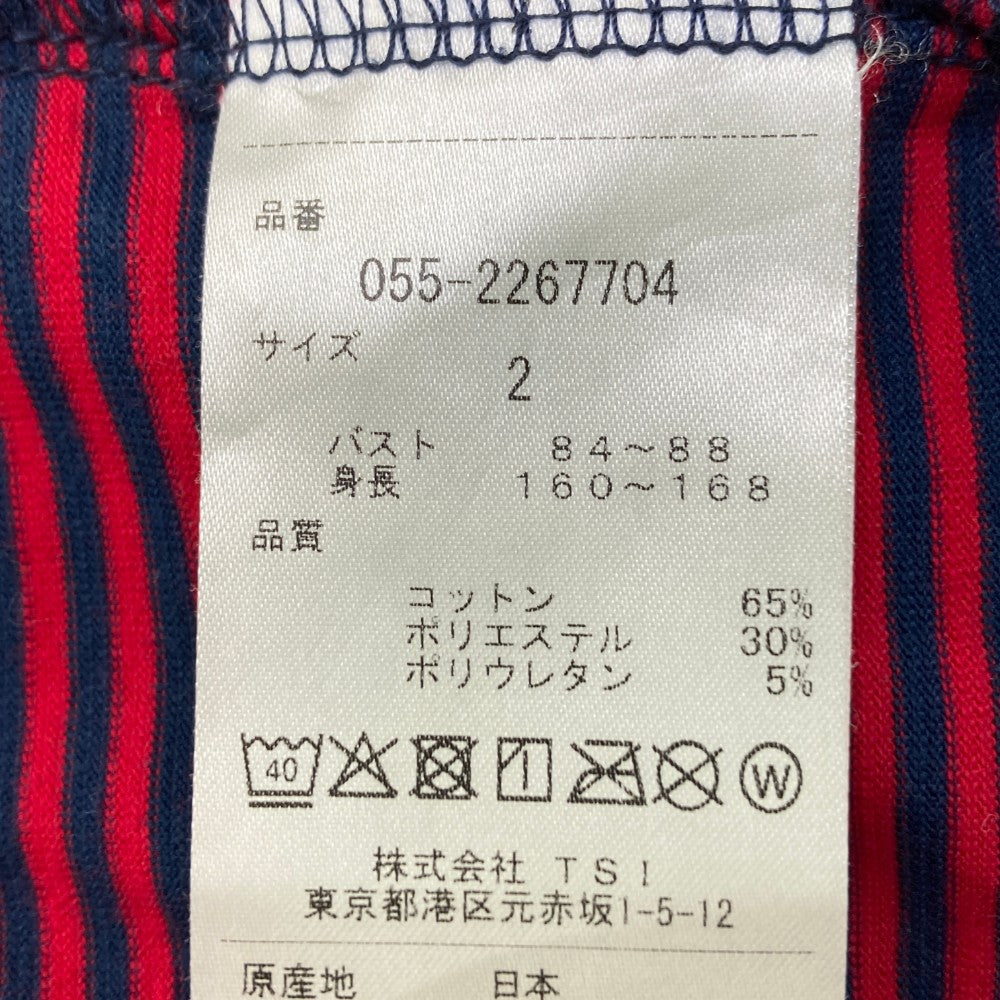 PEARLY GATES パーリーゲイツ 2022年モデル モックネック 半袖Tシャツ ボーダー柄 レッド系 2