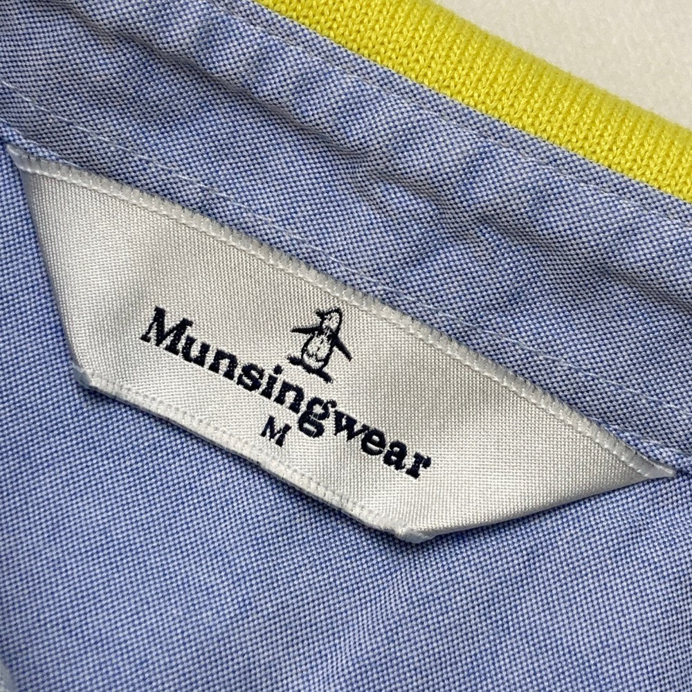 MUNSING WEAR マンシングウェア  半袖ポロシャツ フロント花刺繍 ボーダー柄 イエロー系 M