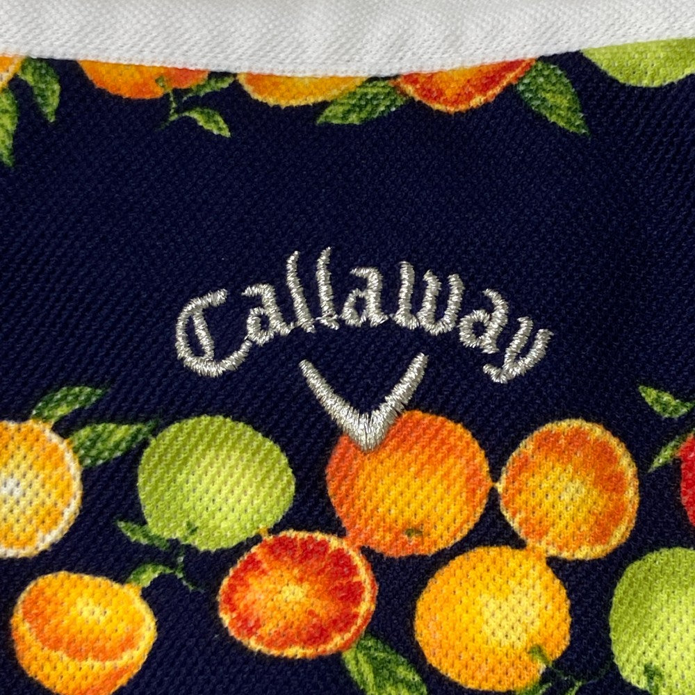 CALLAWAY キャロウェイ  半袖ポロシャツ オレンジ柄 ネイビー系 M
