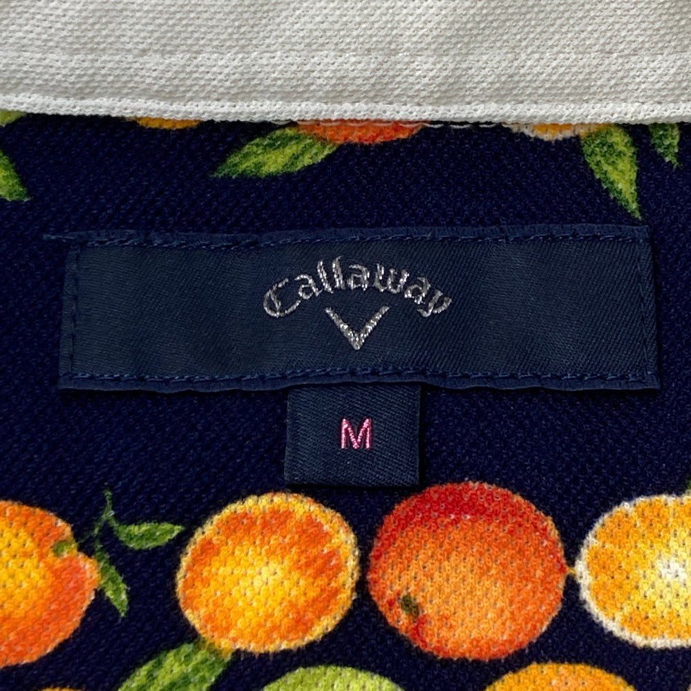 CALLAWAY キャロウェイ  半袖ポロシャツ オレンジ柄 ネイビー系 M