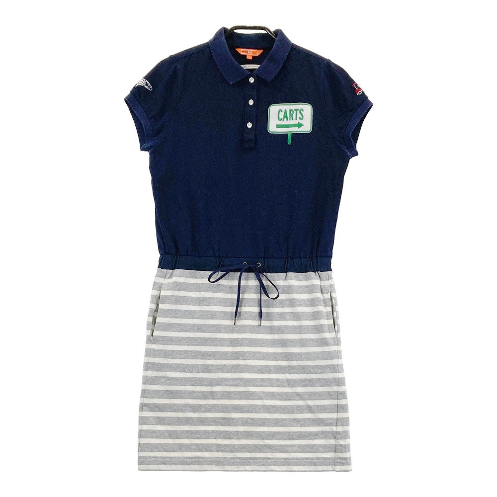 BEAMS GOLF ビームスゴルフ  半袖ポロワンピース ボーダー柄 ネイビー系 M