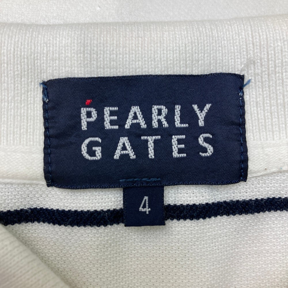 PEARLY GATES パーリーゲイツ  半袖ポロシャツ ワッペン ボーダー柄 ホワイト系 4