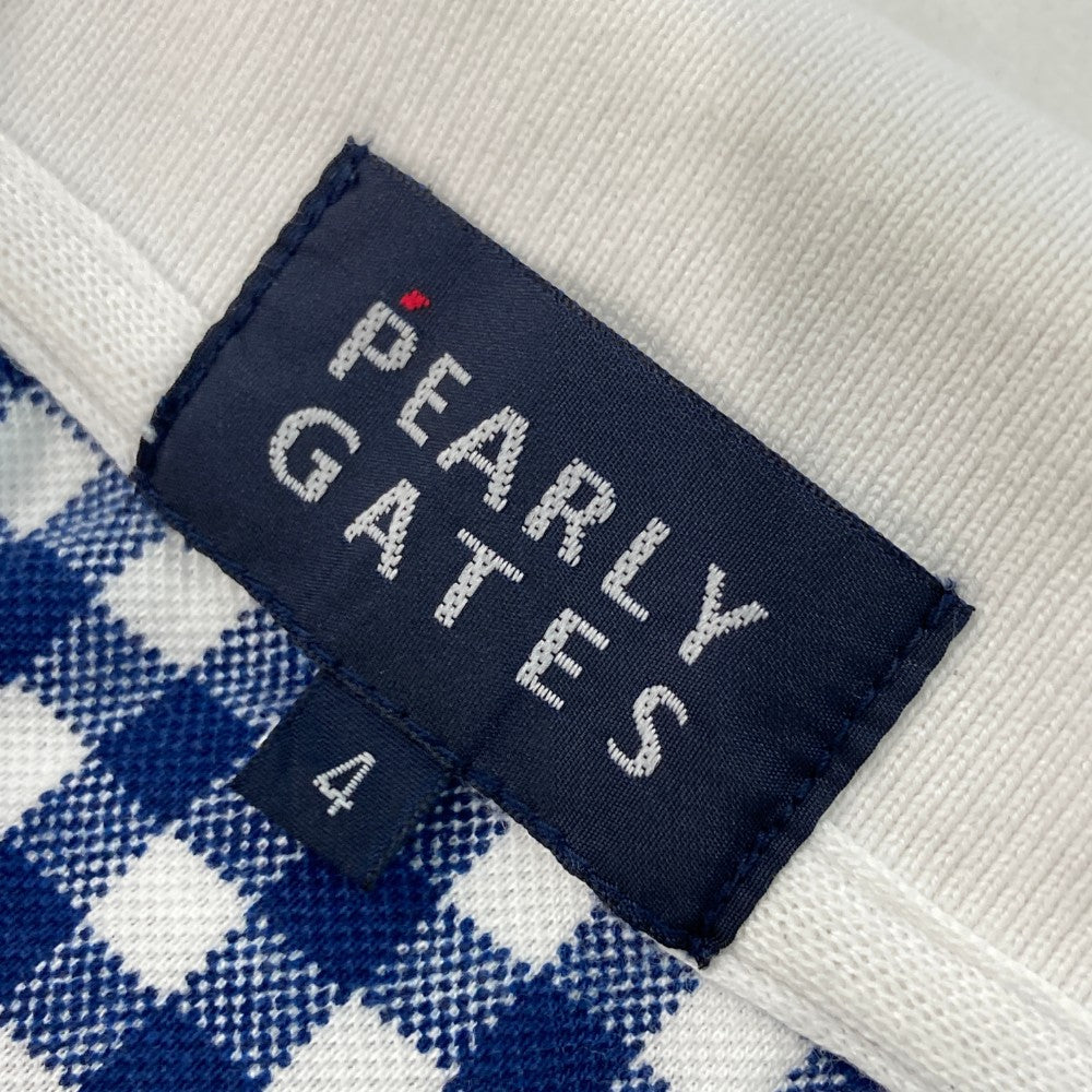 PEARLY GATES パーリーゲイツ  半袖ポロシャツ ワッペン チェック柄 ネイビー系 4