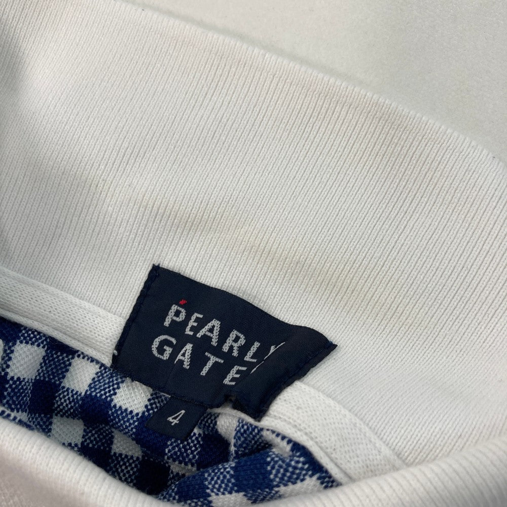 PEARLY GATES パーリーゲイツ  半袖ポロシャツ ワッペン チェック柄 ネイビー系 4