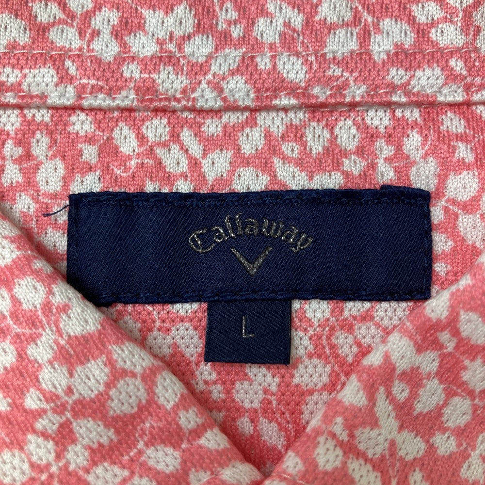 CALLAWAY キャロウェイ  半袖ポロシャツ 総柄 ピンク系 L
