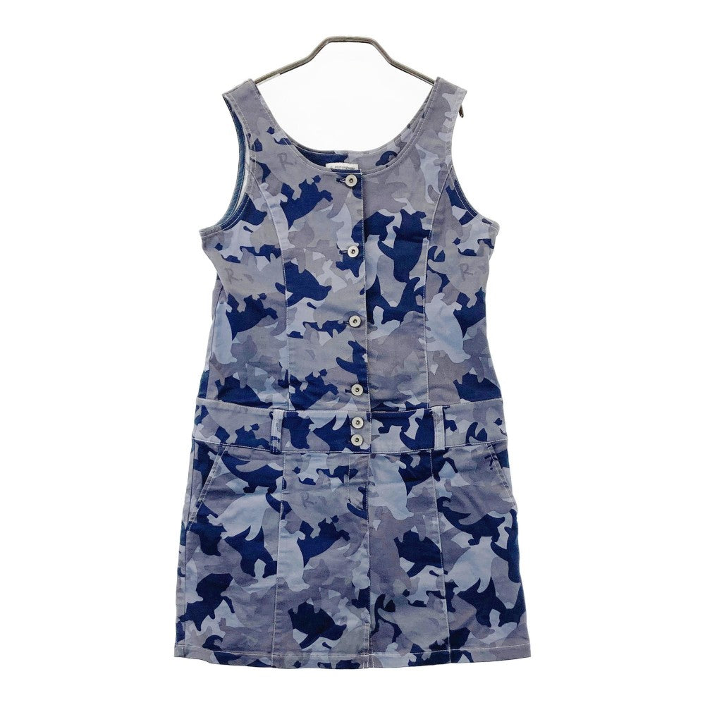 MUNSING WEAR マンシングウェア R.line ノースリーブワンピース カモフラ柄 ブルー系 M