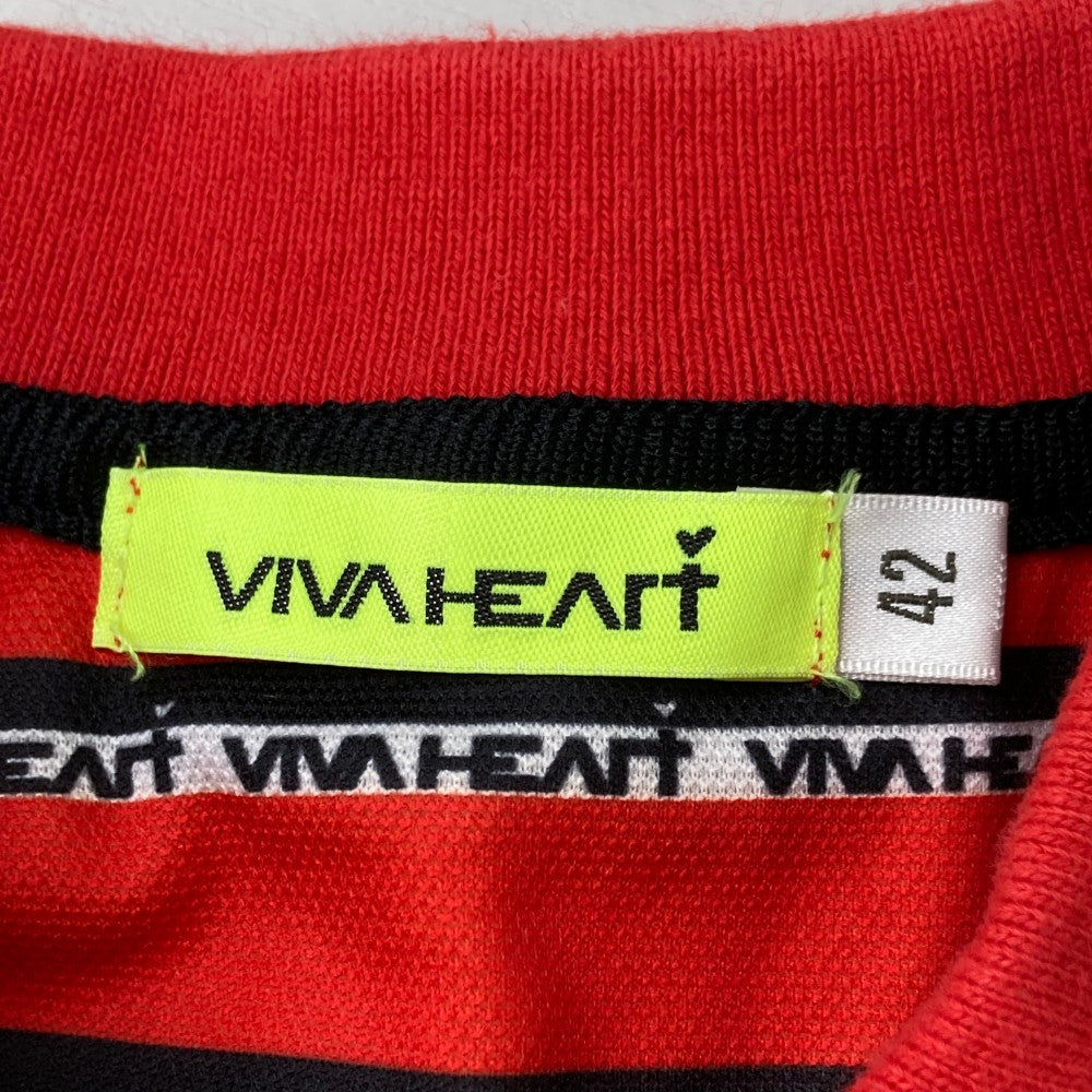 VIVA HEART 비바하트 반팔 원피스 보더 패턴 레드 계열 42