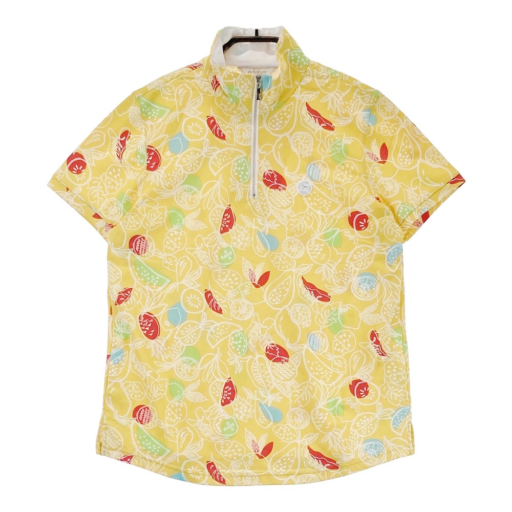 ADABAT アダバット  ハーフジップ 半袖Tシャツ フルーツ総柄 イエロー系 40
