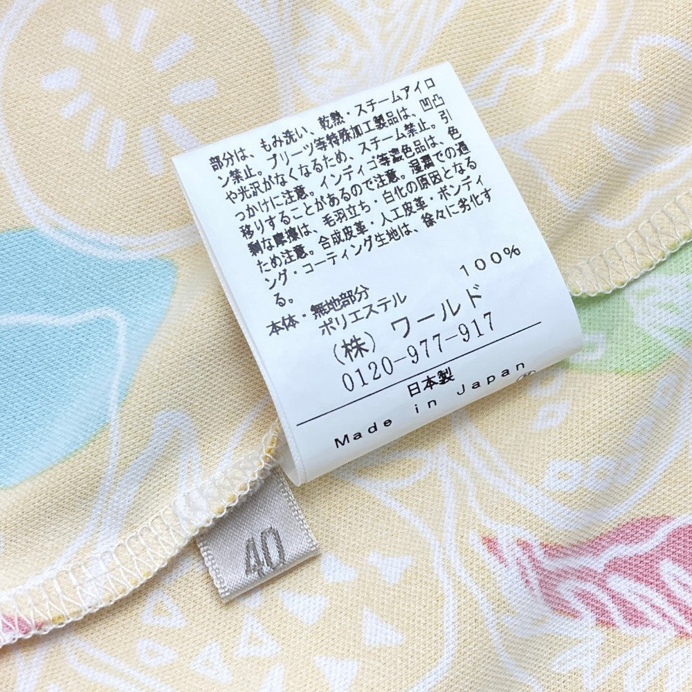 ADABAT アダバット  ハーフジップ 半袖Tシャツ フルーツ総柄 イエロー系 40