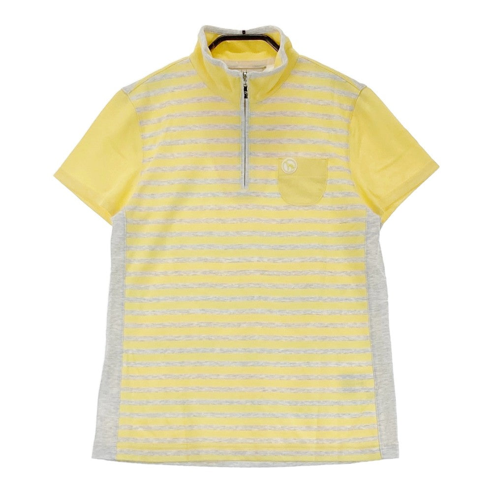 ADABAT アダバット  ハーフジップ 半袖Tシャツ ボーダー柄 イエロー系 38