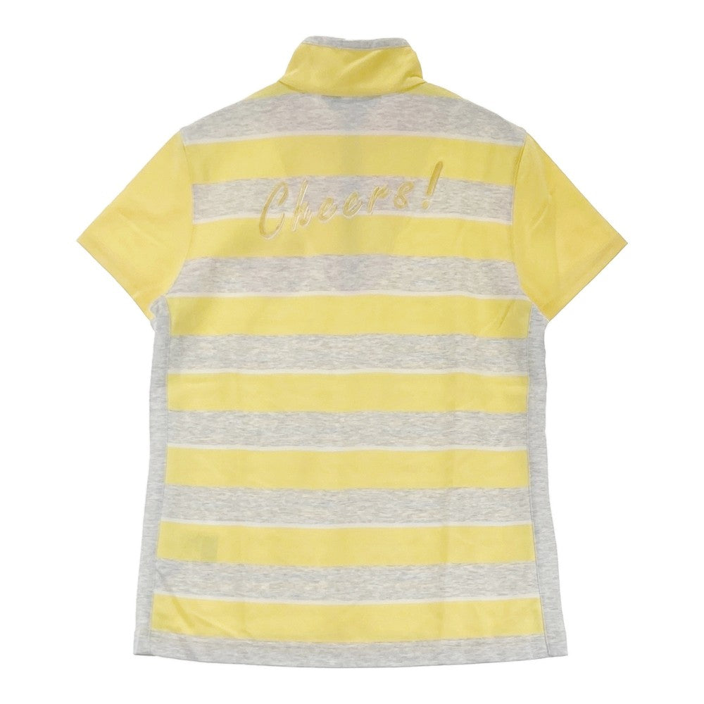 ADABAT アダバット  ハーフジップ 半袖Tシャツ ボーダー柄 イエロー系 38