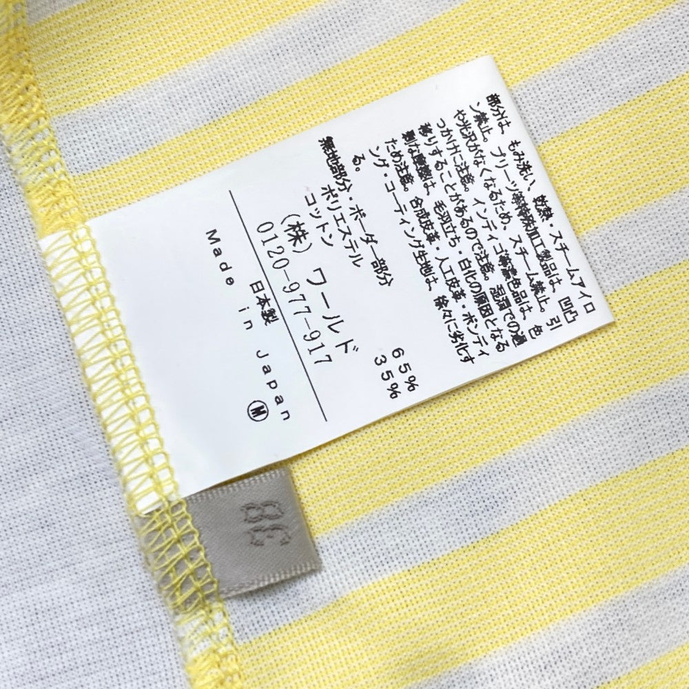 ADABAT アダバット  ハーフジップ 半袖Tシャツ ボーダー柄 イエロー系 38