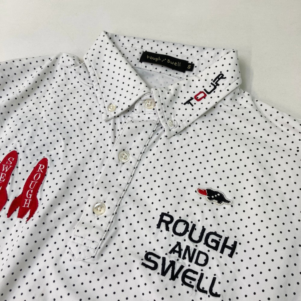 ROUGH&SWELL 러프앤스웰 2022년 모델 반팔 폴로 셔츠 버튼다운 도트무늬 화이트 계열 S