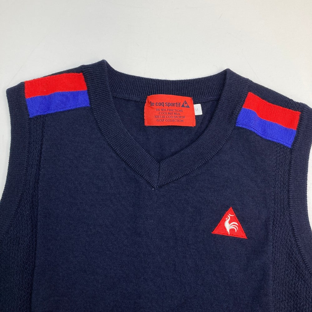 LE COQ GOLF ルコックゴルフ  ウール ニットベスト  ネイビー系 M