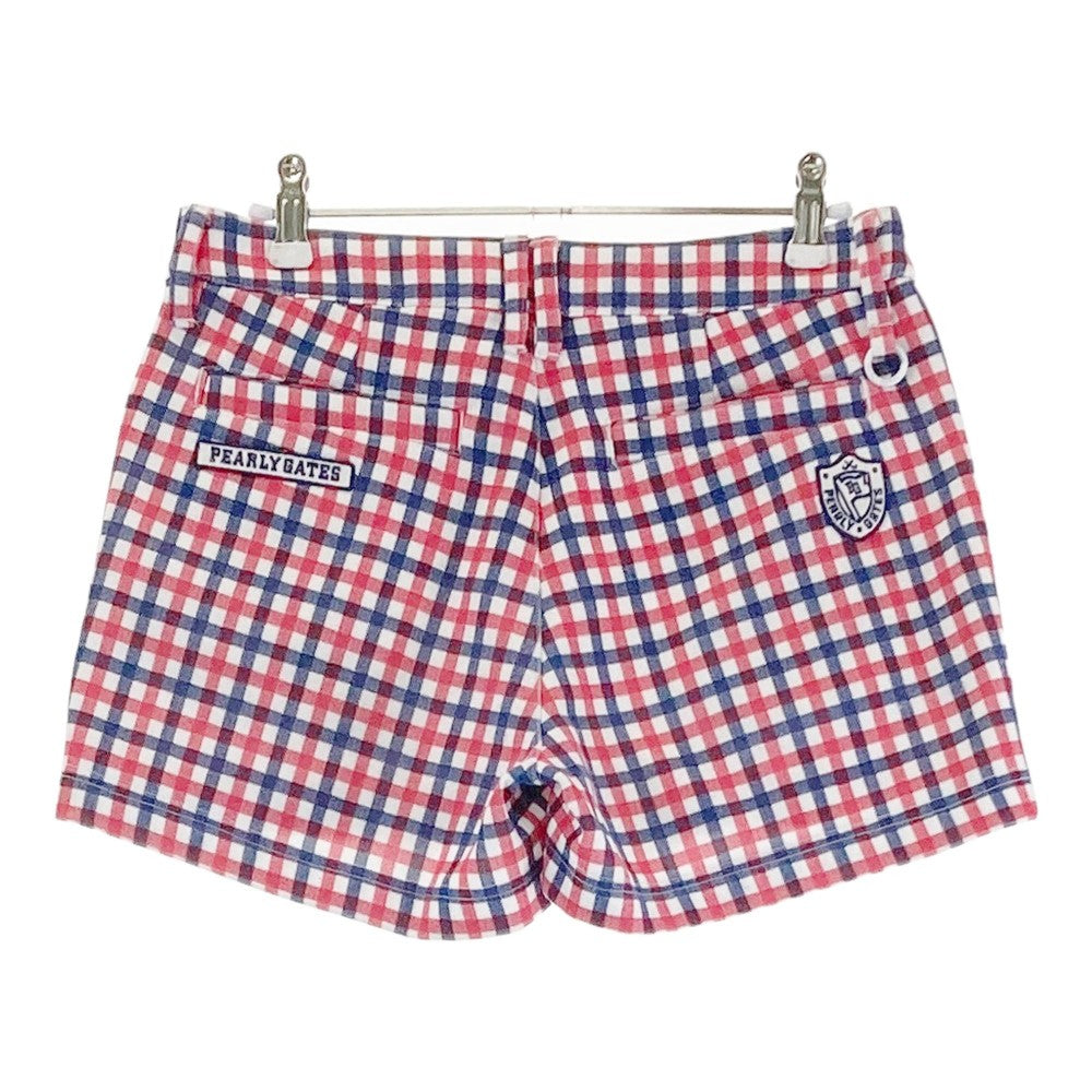PEARLY GATES パーリーゲイツ  ストレッチ ショートパンツ チェック柄 レッド系 0