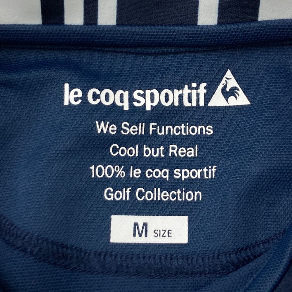 LE COQ GOLF ルコックゴルフ  半袖ポロワンピース ストライプ柄 ネイビー系 M
