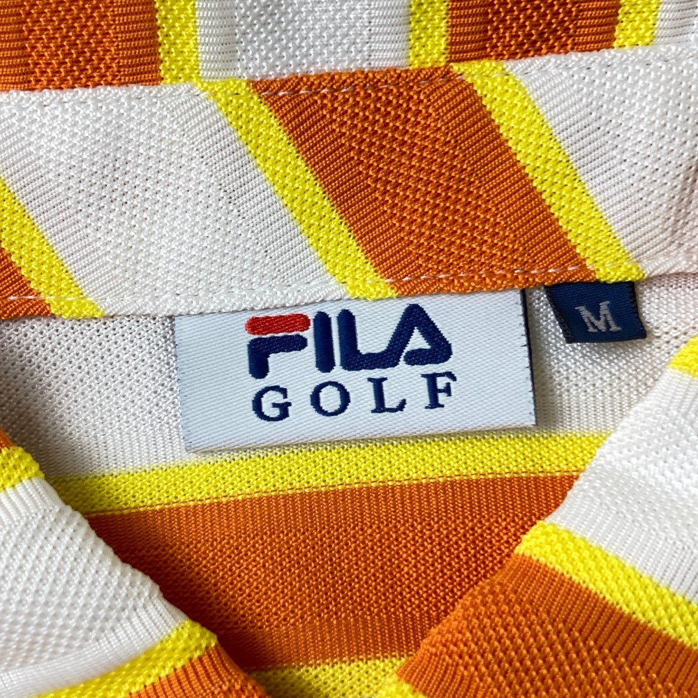 FILA GOLF 필라 골프 반팔 폴로 셔츠 스트라이프 오렌지 계열 M