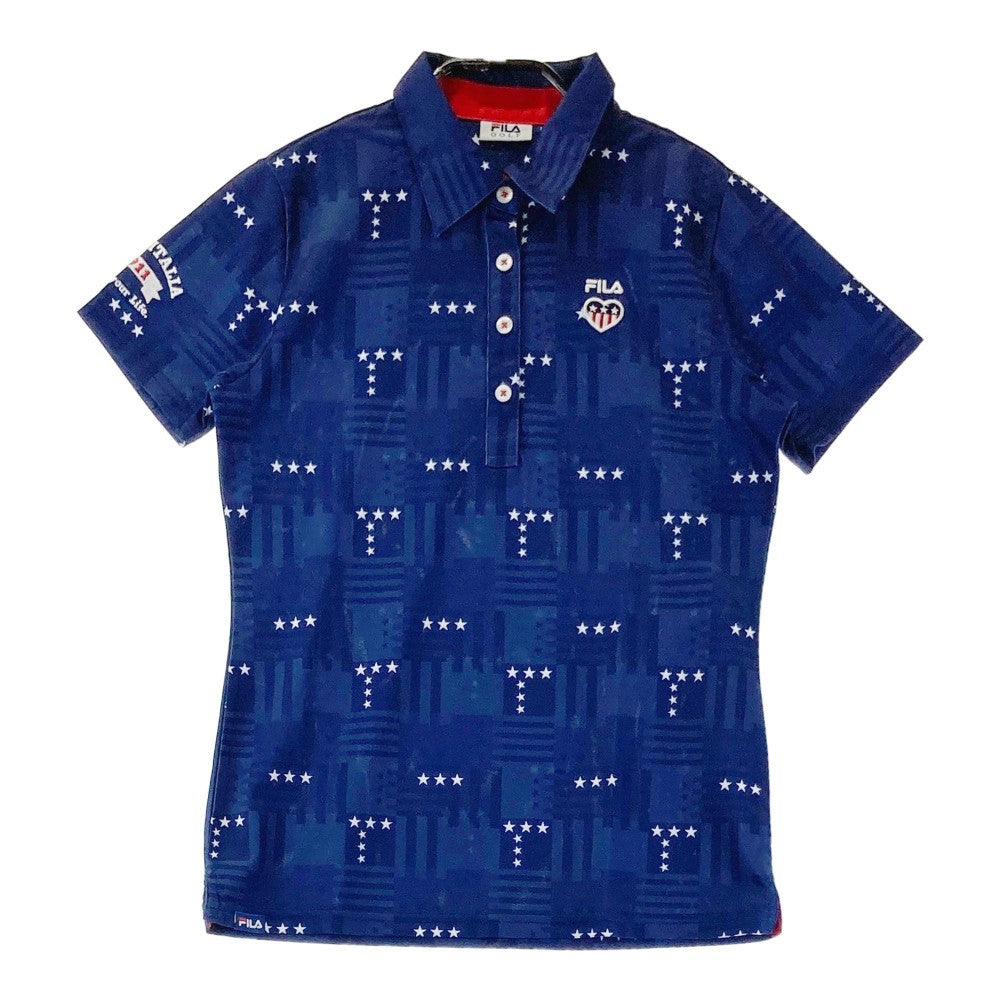 FILA GOLF フィラゴルフ  半袖ポロシャツ 星柄 ネイビー系 M