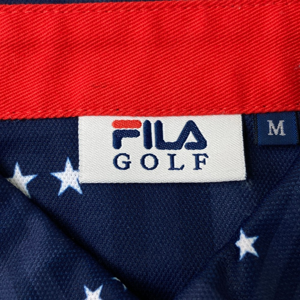 FILA GOLF フィラゴルフ  半袖ポロシャツ 星柄 ネイビー系 M