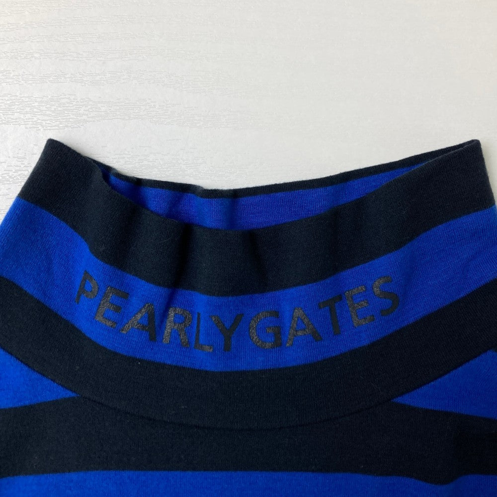 PEARLY GATES パーリーゲイツ  長袖ハイネックTシャツ ボーダー ブルー系 0
