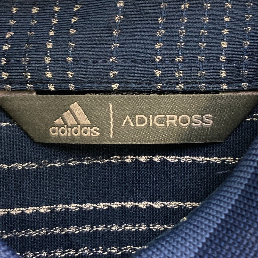 ADIDAS GOLF アディダスゴルフ adicross 半袖ポロシャツ ボーダー柄 ネイビー系 S