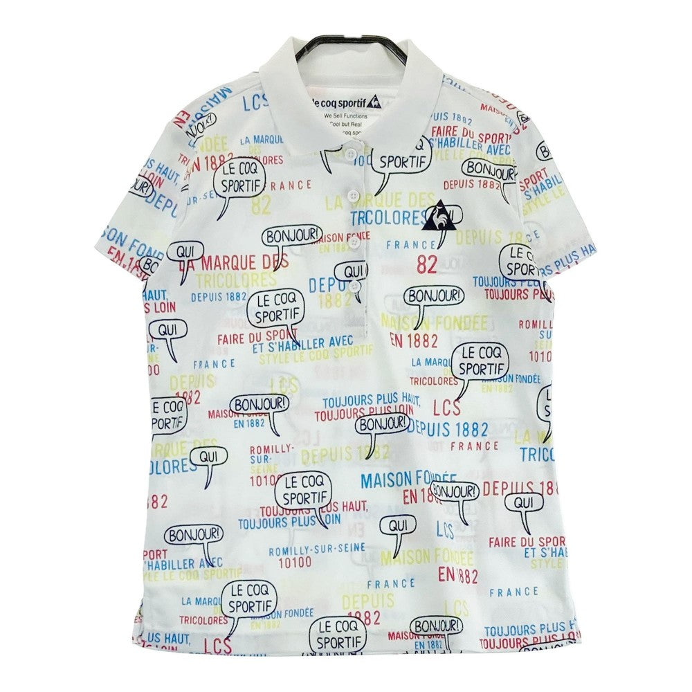 LE COQ GOLF ルコックゴルフ  半袖ポロシャツ 総柄 ホワイト系 M
