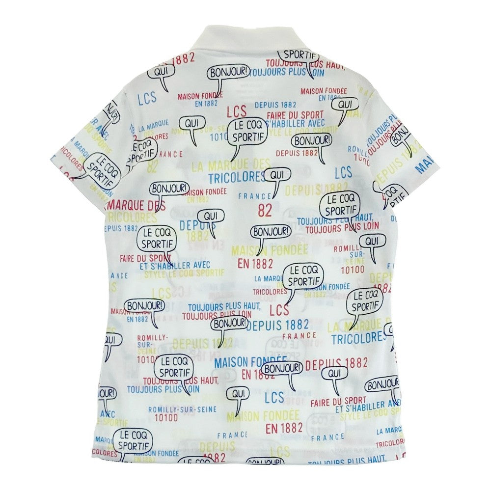 LE COQ GOLF ルコックゴルフ  半袖ポロシャツ 総柄 ホワイト系 M