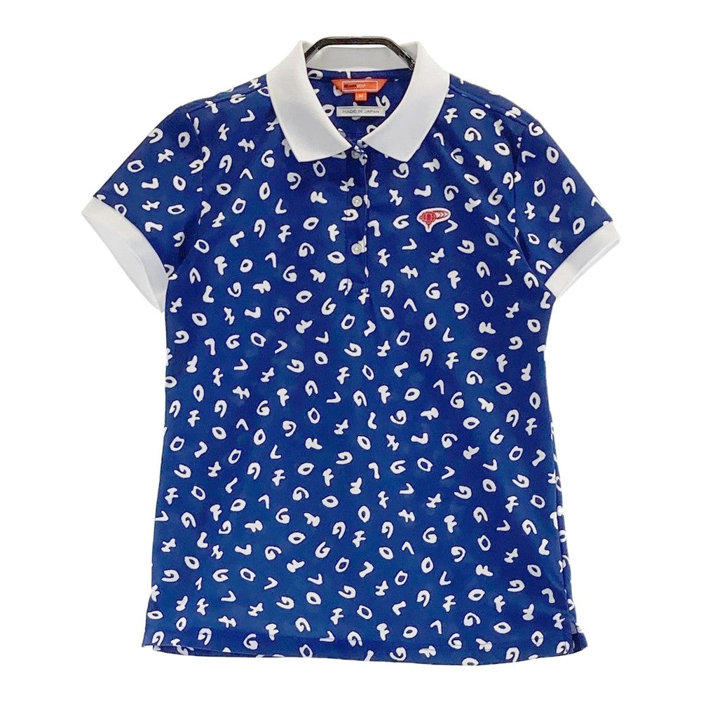BEAMS GOLF ビームスゴルフ  半袖ポロシャツ 総柄 ブルー系 M