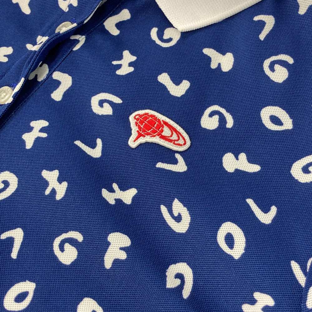 BEAMS GOLF ビームスゴルフ  半袖ポロシャツ 総柄 ブルー系 M