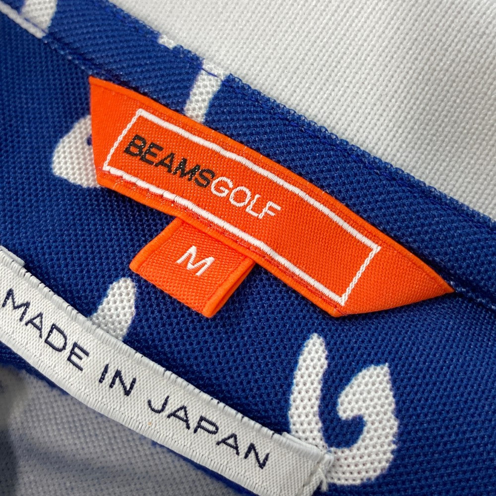BEAMS GOLF ビームスゴルフ  半袖ポロシャツ 総柄 ブルー系 M