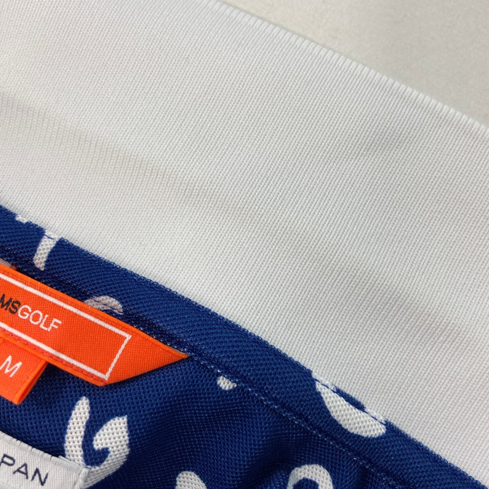 BEAMS GOLF ビームスゴルフ  半袖ポロシャツ 総柄 ブルー系 M