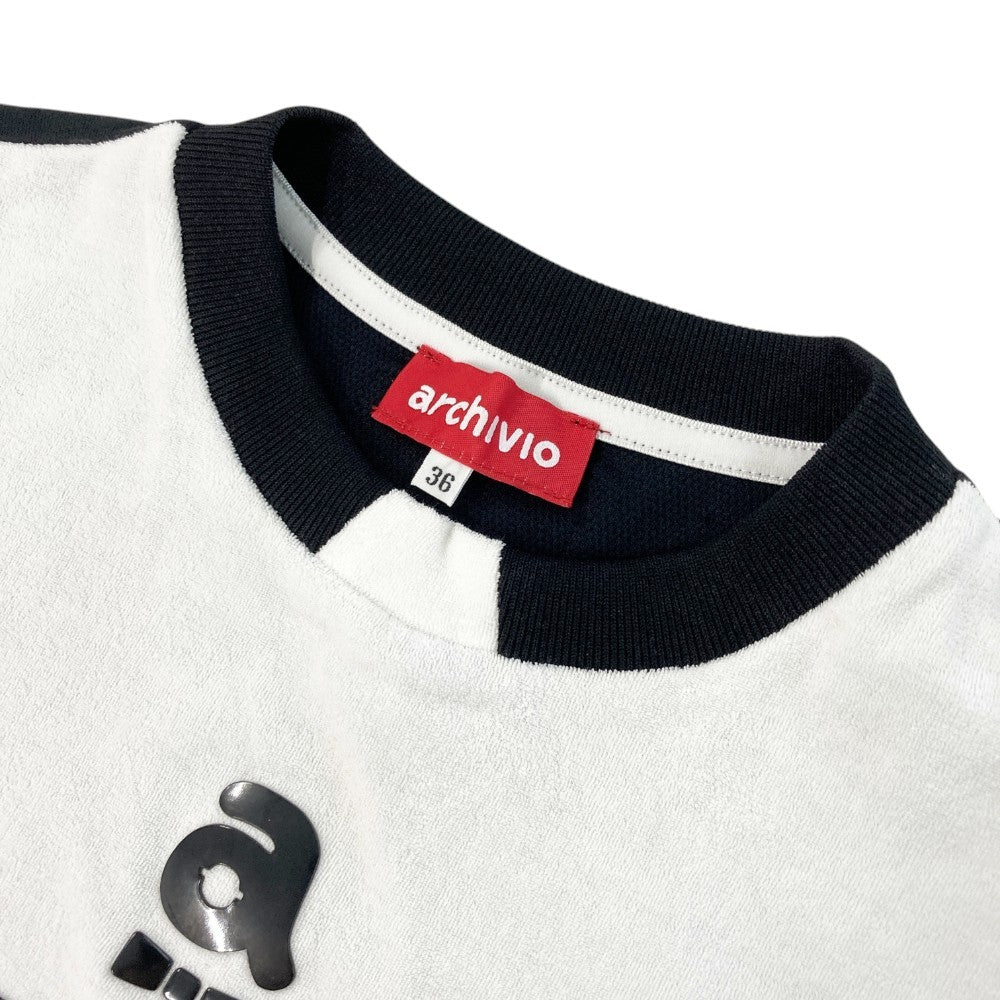 ARCHIVIO アルチビオ 2022年モデル クルーネック パイル切替 半袖Tシャツ  ホワイト系 36