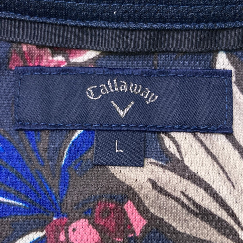 CALLAWAY キャロウェイ 2022年モデル 半袖ポロシャツ メッシュ 花柄 ネイビー系 L