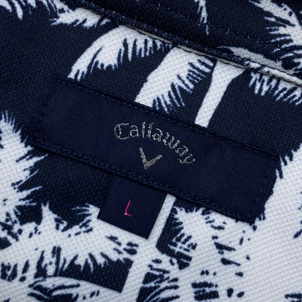CALLAWAY キャロウェイ 2022年モデル 半袖ポロシャツ ヤシの木総柄 ネイビー系 L