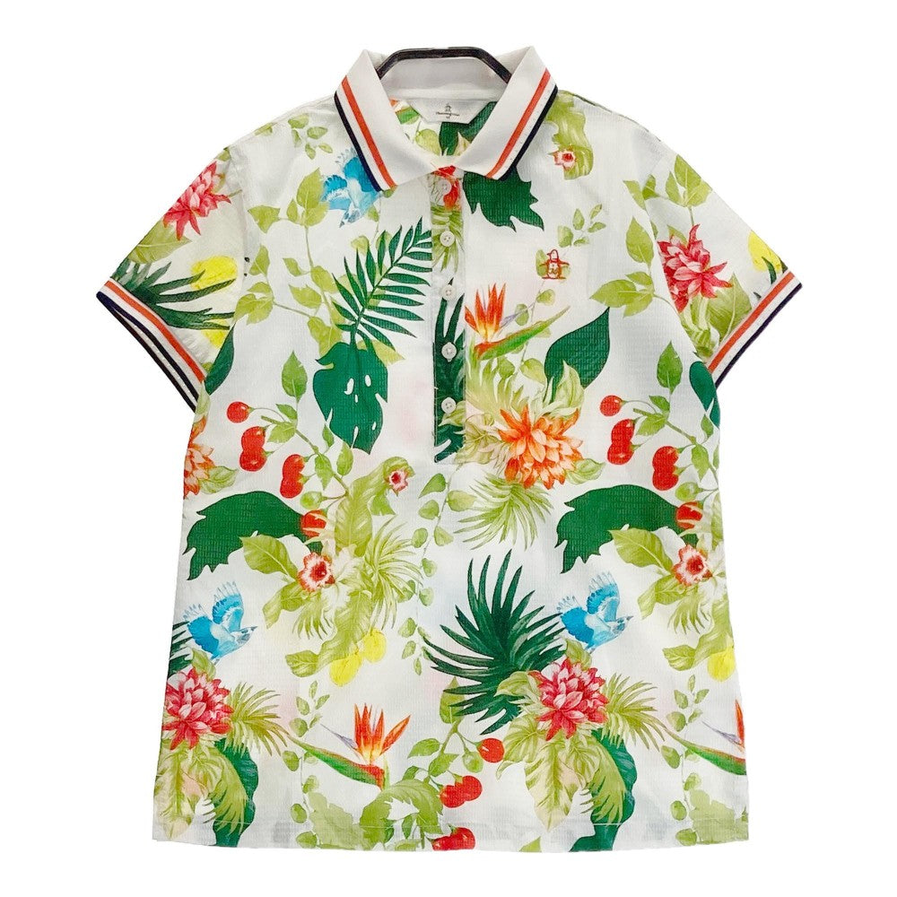 MUNSING WEAR マンシングウェア ; 半袖ポロシャツ ボタニカル 花柄 ホワイト系 M