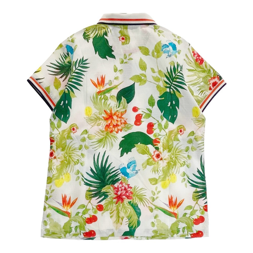 MUNSING WEAR マンシングウェア ; 半袖ポロシャツ ボタニカル 花柄 ホワイト系 M