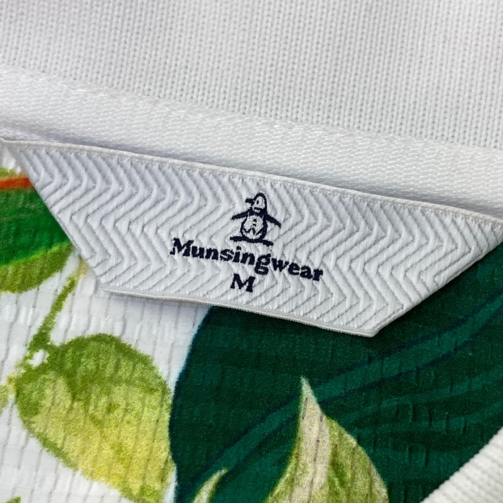 MUNSING WEAR マンシングウェア ; 半袖ポロシャツ ボタニカル 花柄 ホワイト系 M