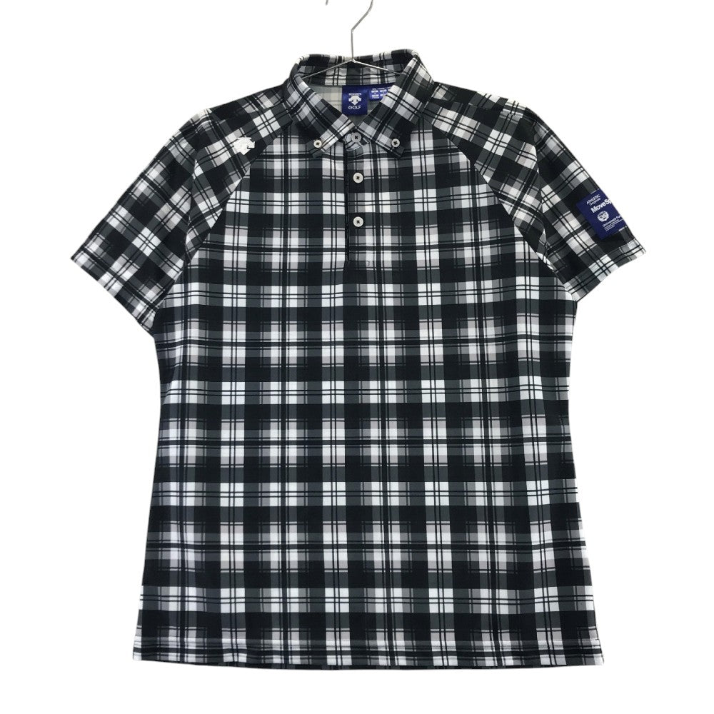 DESCENTE GOLF 데상트 골프 반팔 폴로 셔츠 버튼다운 체크무늬 그레이 계열 M
