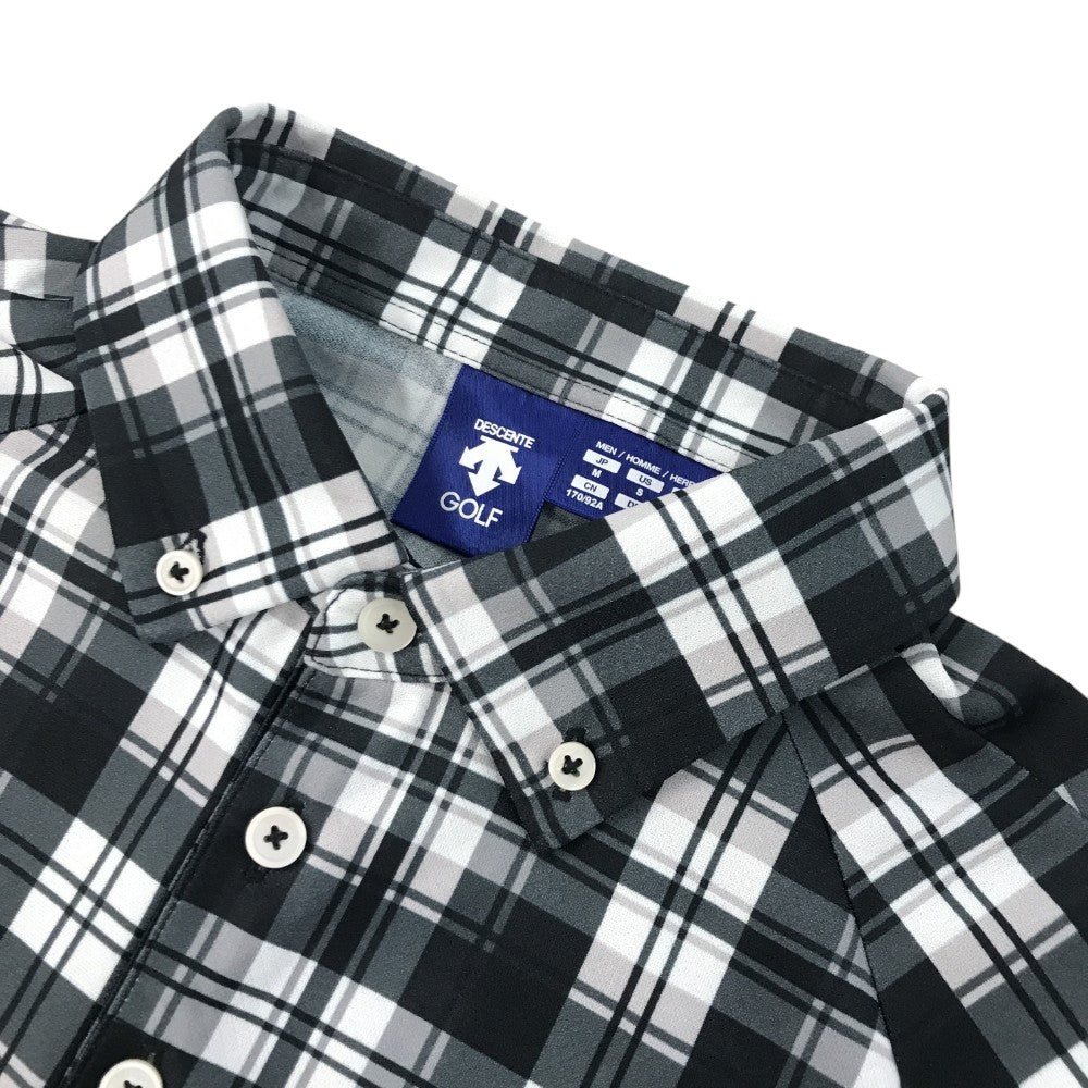 DESCENTE GOLF 데상트 골프 반팔 폴로 셔츠 버튼다운 체크무늬 그레이 계열 M
