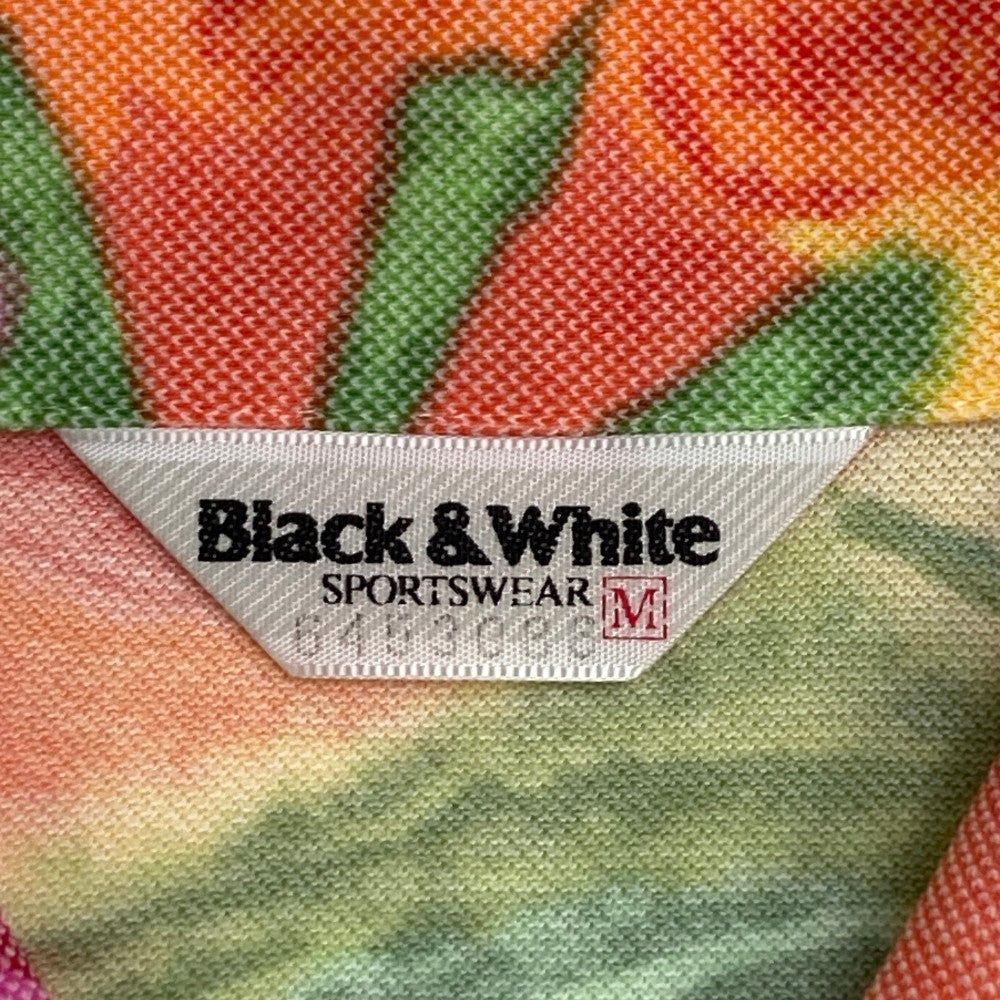BLACK&WHITE 블랙앤화이트 반팔 폴로셔츠 총무늬 오렌지 계열
