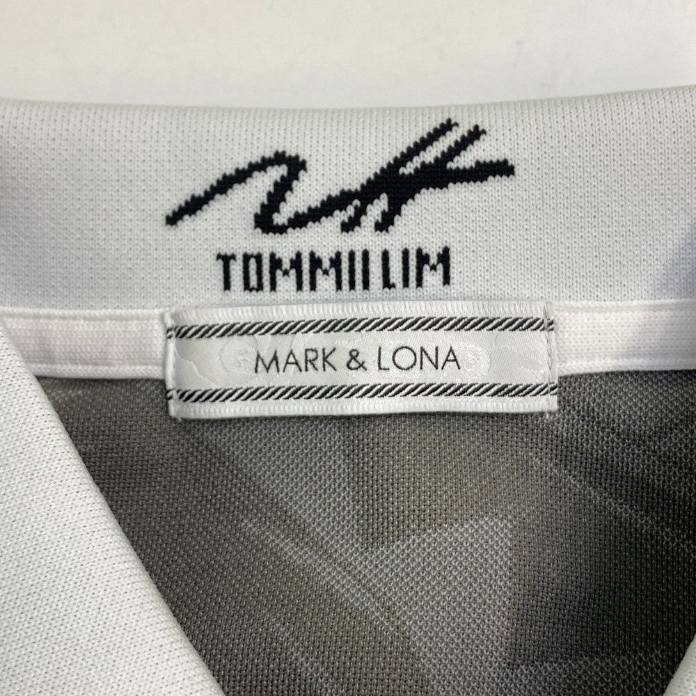 MARK&LONA マークアンドロナ ×TOMMII LIM 半袖ポロシャツ ロゴ総柄 グレー系 L