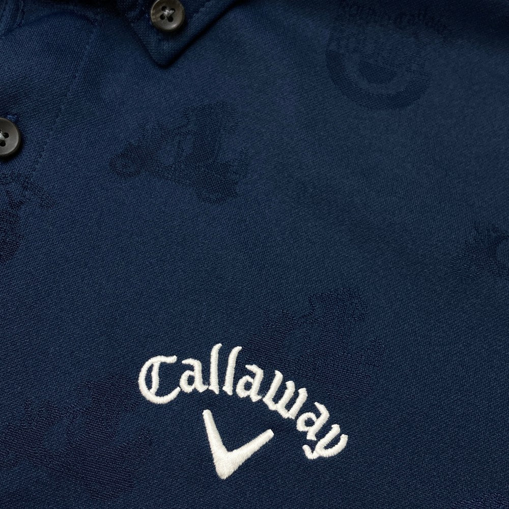 CALLAWAY キャロウェイ  半袖ポロシャツ ボタンダウン 総柄 ネイビー系 M
