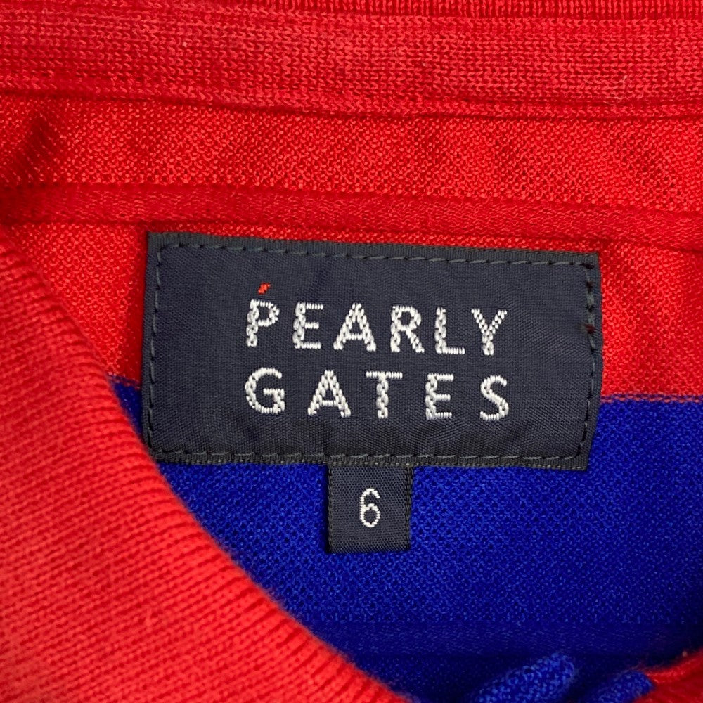 PEARLY GATES パーリーゲイツ  半袖ポロシャツ ボーダー柄 レッド系 6